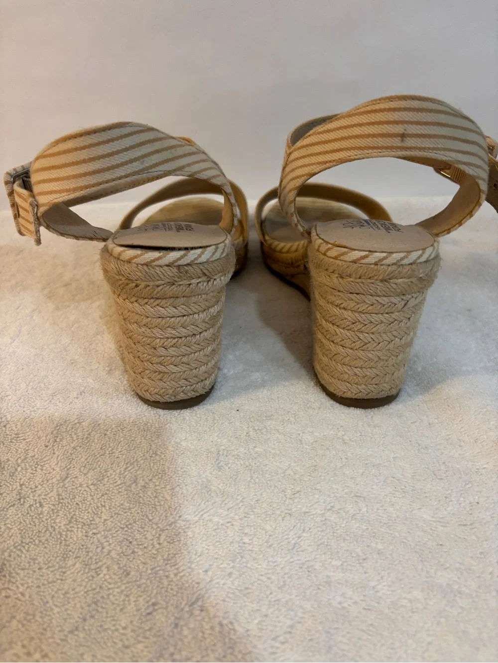 Wedge Espadrille Sandals in Beige Stripe - Women